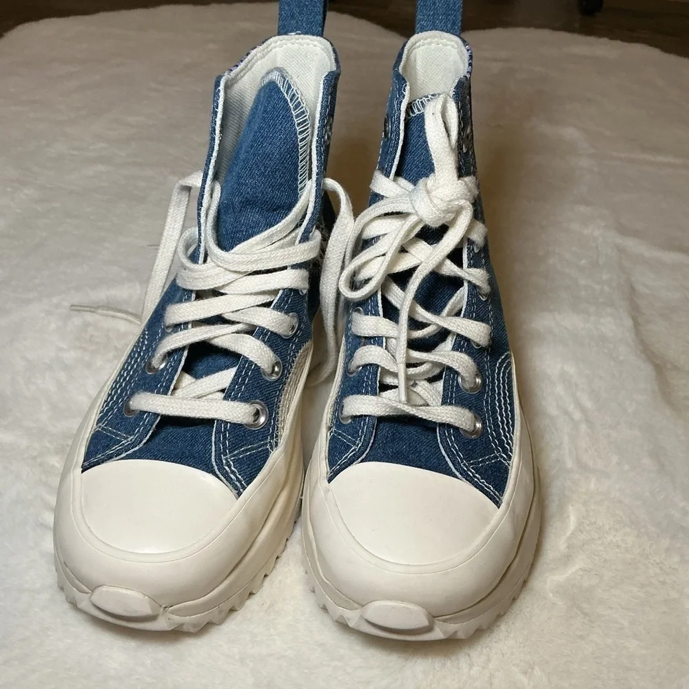 Converse Kids Denim High-Top Sneakers - Blue and White